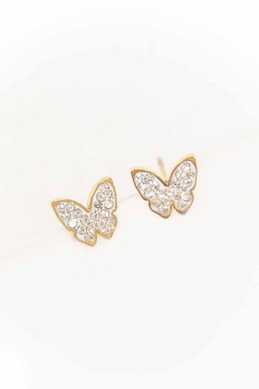 Sparkling Butterfly Stud Earrings