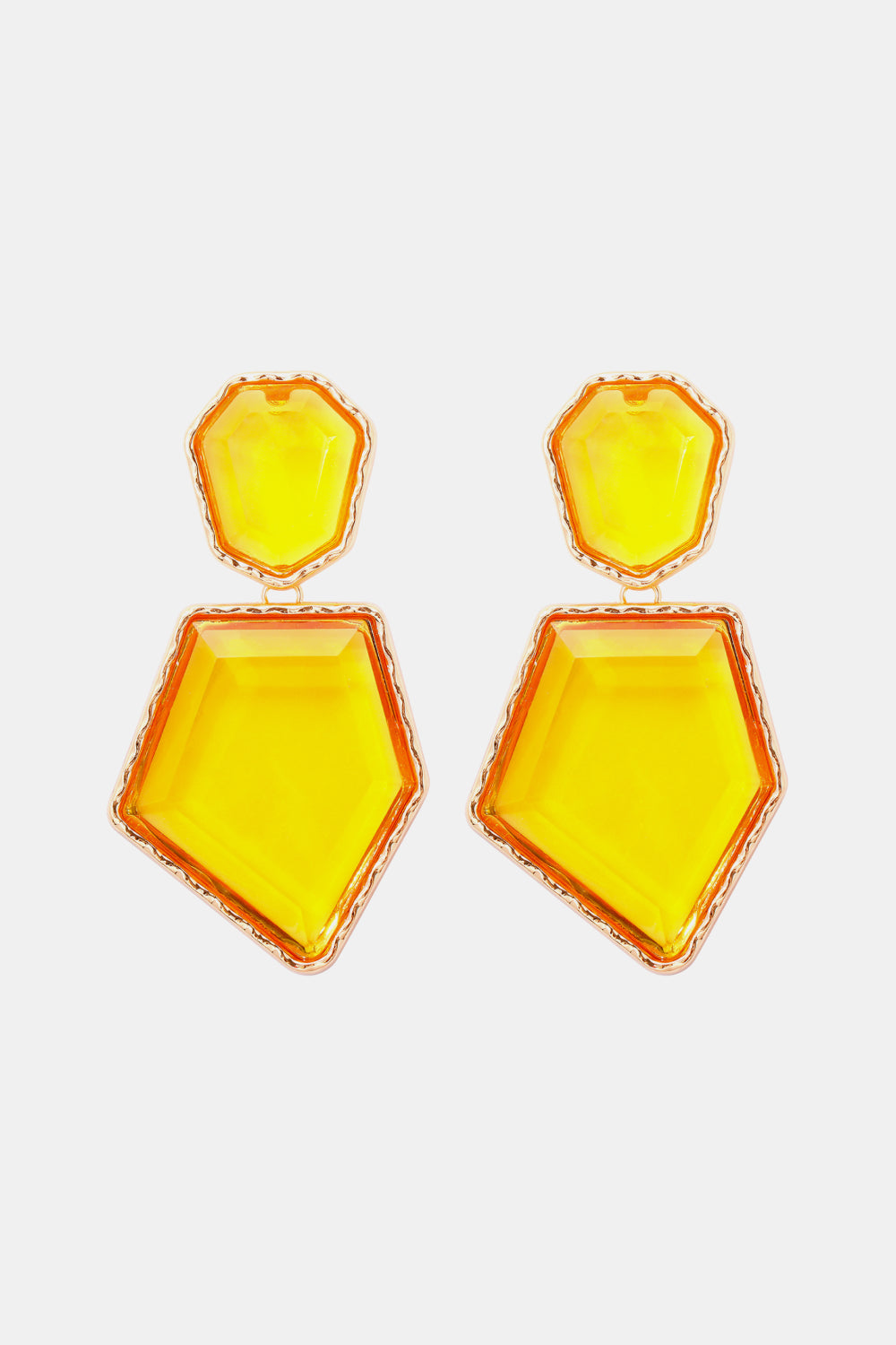 Geometrical Shape Zinc Alloy Frame Resin Dangle Earrings